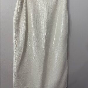 Abercrombie & Fitch White Sequin Pencil Skirt